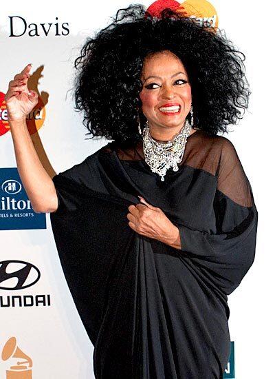 Singer Diana Ross on the red carpet before Saturday's Clive Davis pre-Grammy party thrown annually by the music industry mogul at the Beverly Hilton.