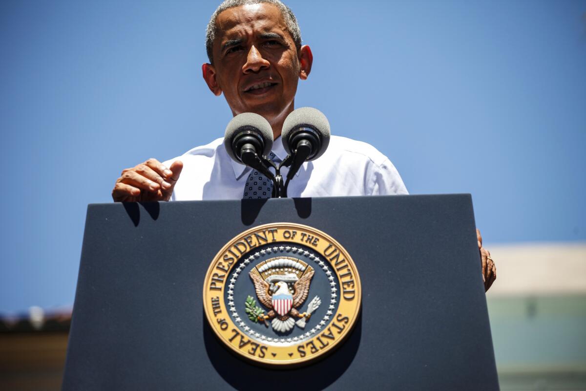 Speaking at a fundraiser during his L.A. visit, President Obama called Republicans liars and bamboozlers. Above: Obama at Los Angeles Trade Technical College.