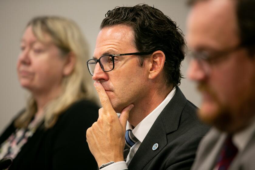 County Supervisor Nathan Fletcher testifies at a House committee field hearing about veteran homelessness at the North County Coastal Military & Veterans Affairs Resource Center on August 22, 2019 in Oceanside, California.