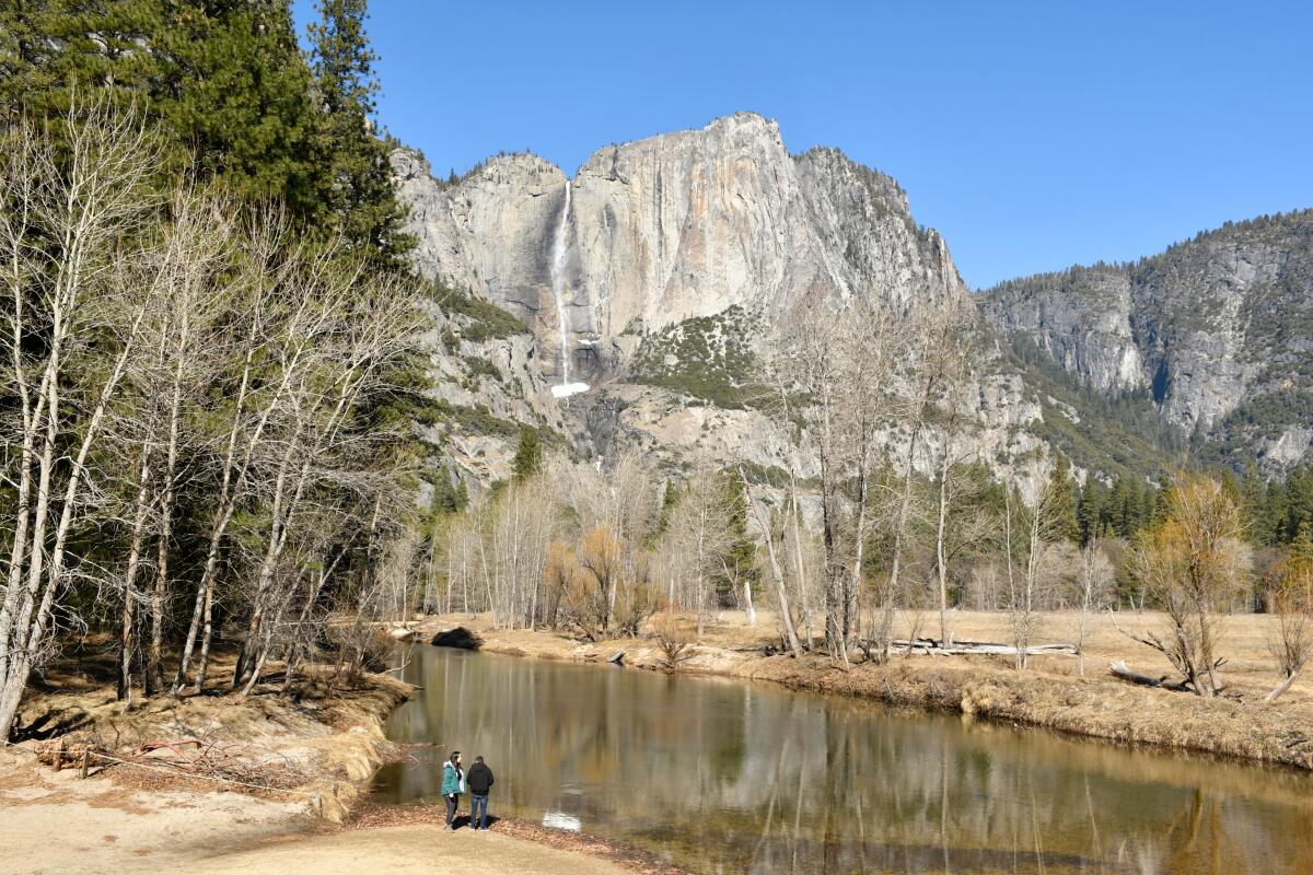 Yosemite National Park is a classic regional travel destination for Californians. This is the Swinging Bridge area near Yosemite Falls in Yosemite Valley.