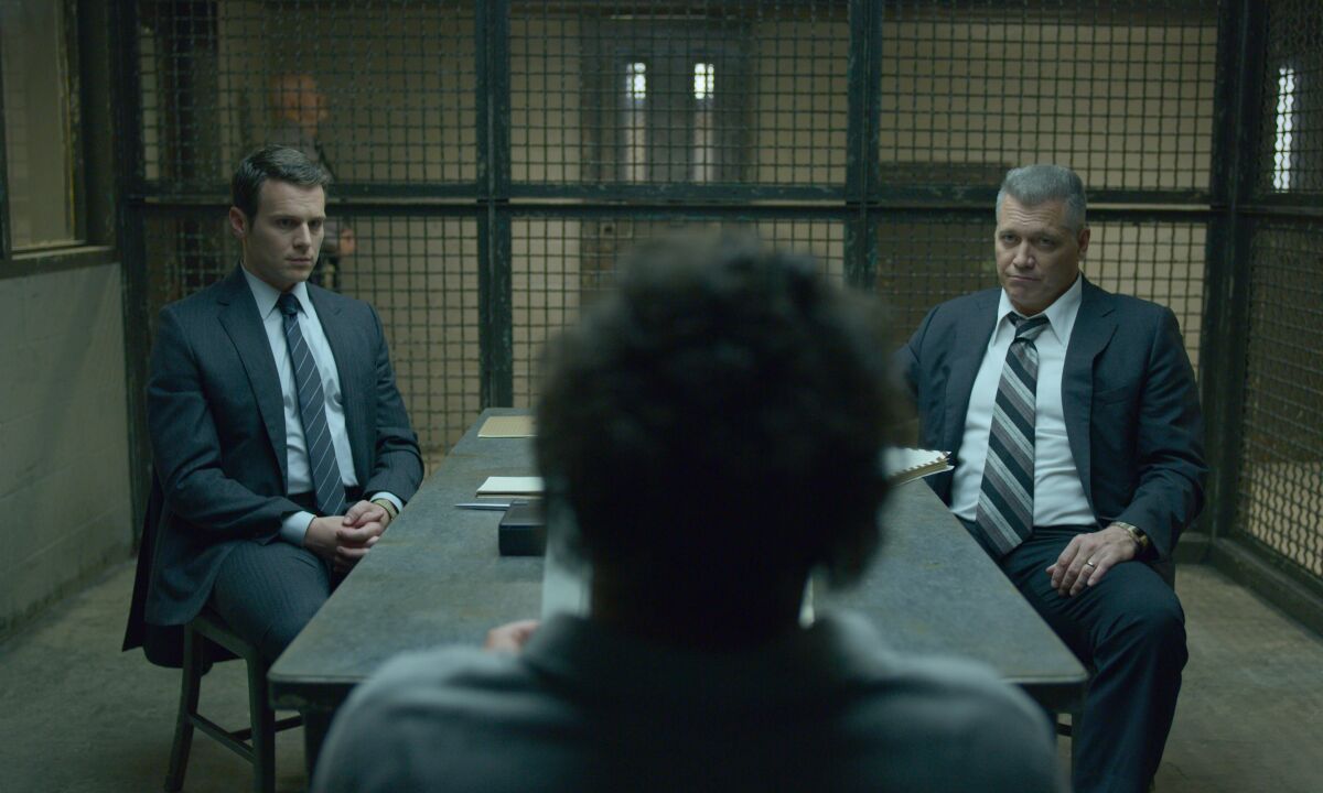 Jonathan Groff and Holt McCallany conduct an interrogation in Netflix's "Mindhunter."