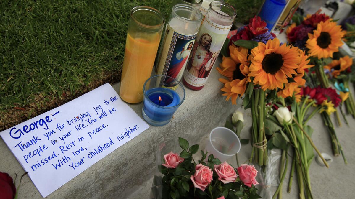 Flowers have been placed outside the apartment where Elliot Rodger lived and allegedly stabbed three victims to death in Isla Vista.