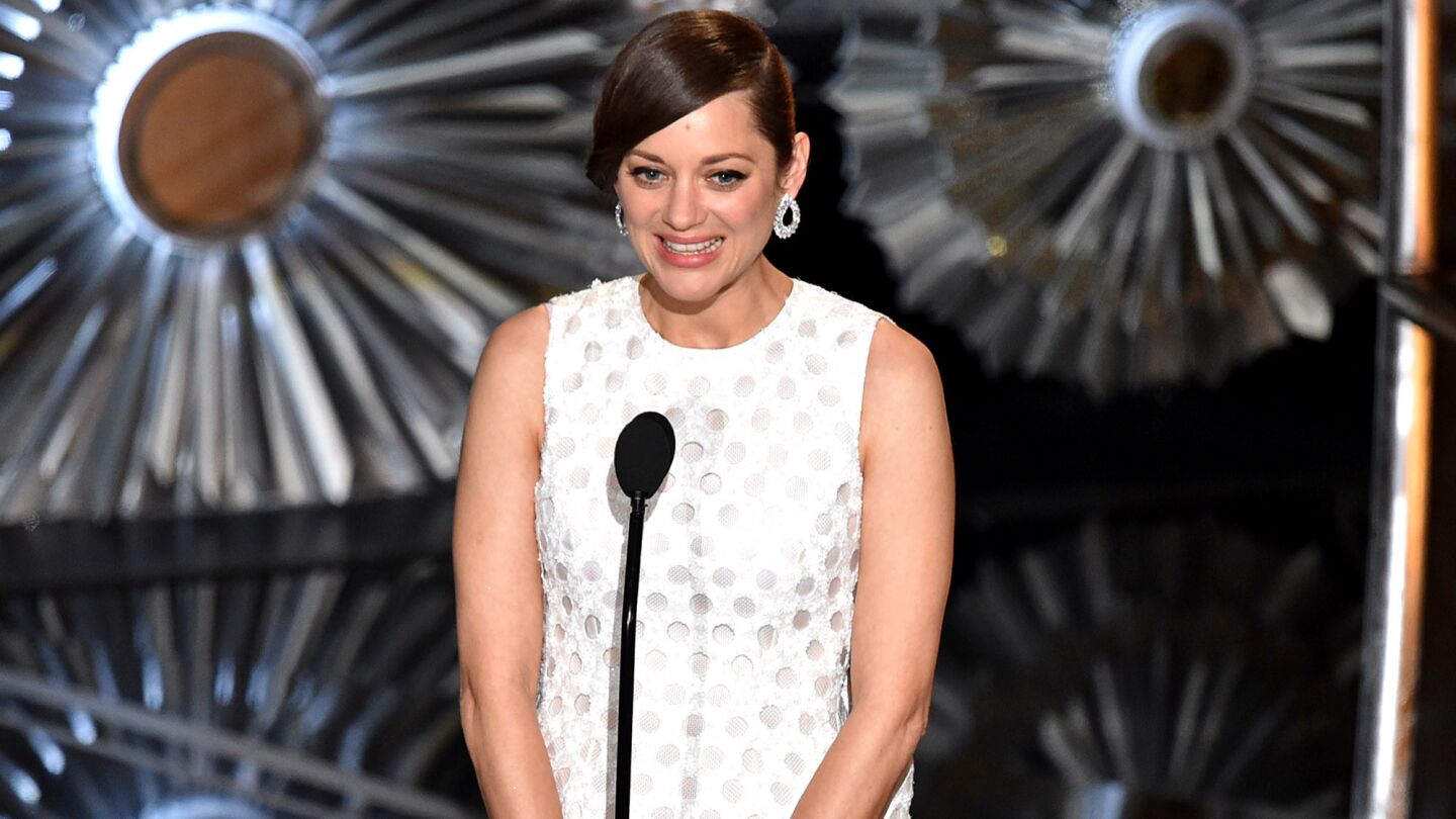 Marion Cotillard onstage at the Oscars.