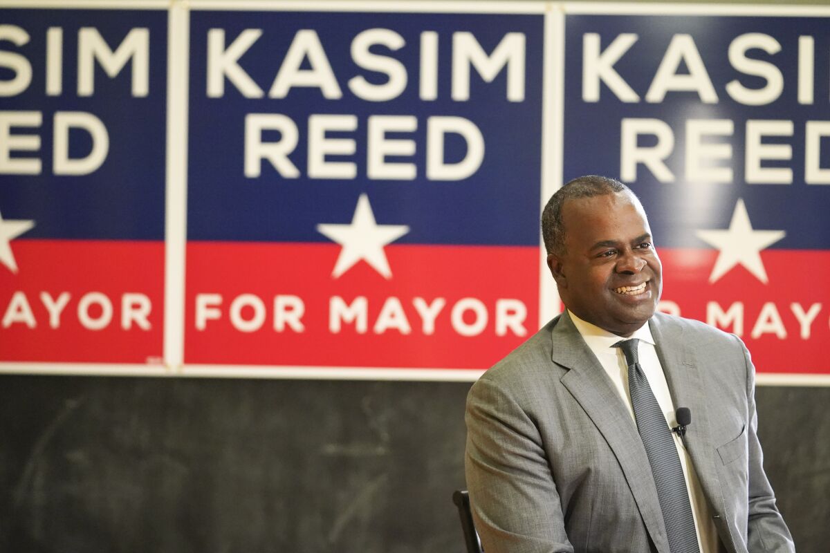 Atlanta democratic mayoral candidate Kasim Reed speaks during an interview on Thursday, Oct. 7, 2021, in Atlanta. (AP Photo/Brynn Anderson)