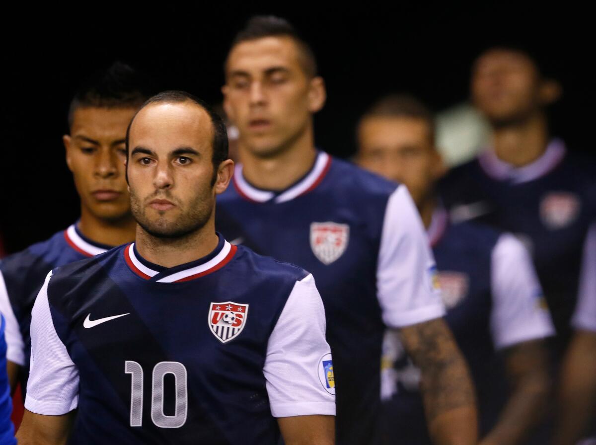 Landon Donovon plays against Costa Rica during the FIFA 2014 World Cup Qualifier in 2013.