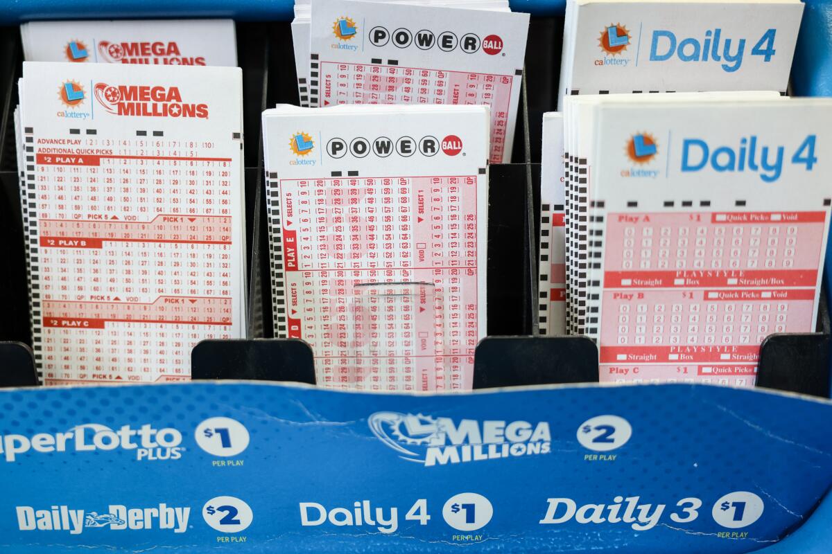 Powerball and California Lottery formd on display