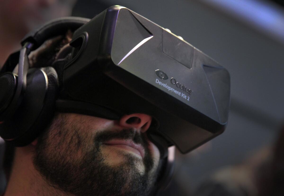 Jaunt's content is meant to work on all platforms, including headsets such as the upcoming Oculus Rift, seen here at the E3 trade show at the Los Angeles Convention Center on June 10, 2014.