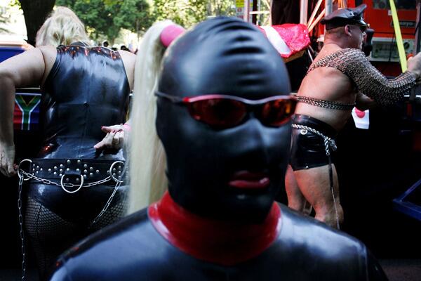 Parade goers assemble for the start of the annual Sydney Gay and Lesbian Mardi Gras Parade.