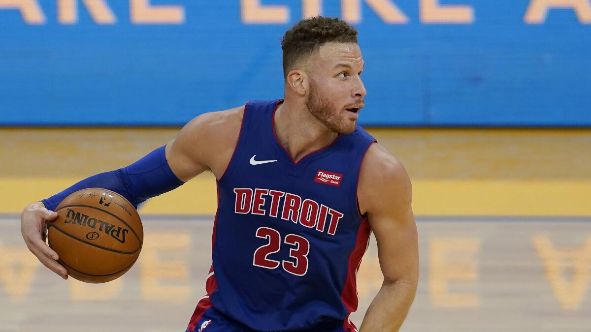 Detroit Pistons forward Blake Griffin plays against the Golden State Warriors on Jan. 30.