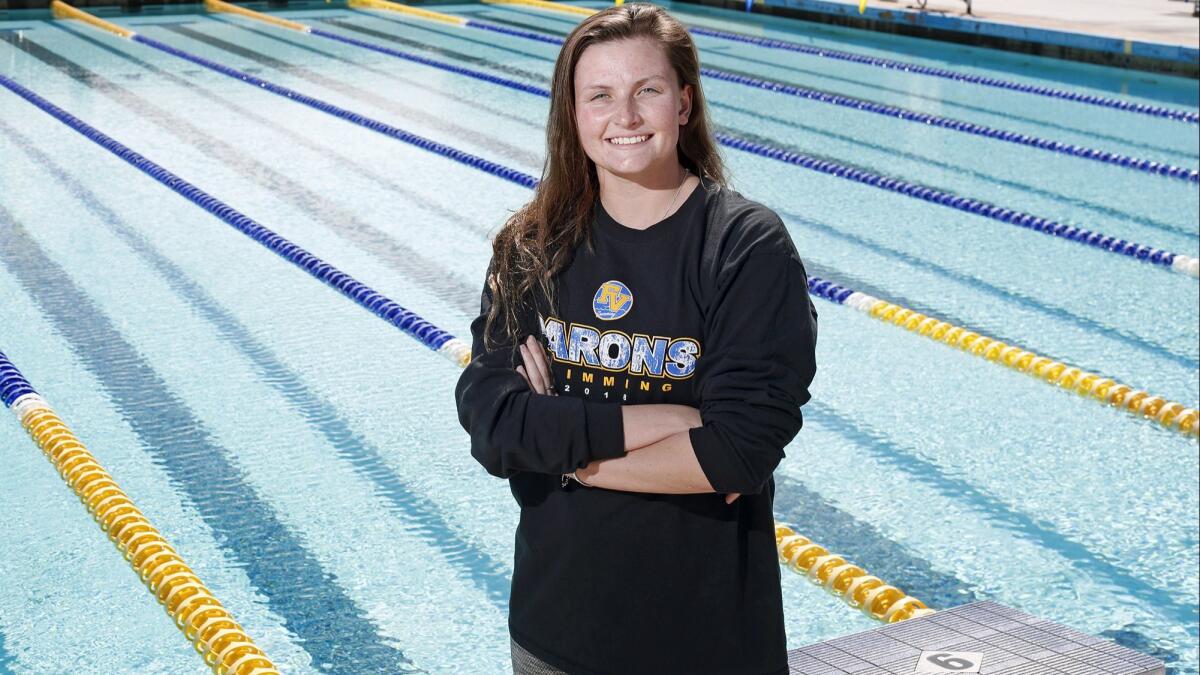 Fountain Valley High senior swimmer Shayla Erickson is the Daily Pilot High School Female Athlete of the Week. Erickson helped the Barons finish third at the Capistrano Valley Relays on March 10.