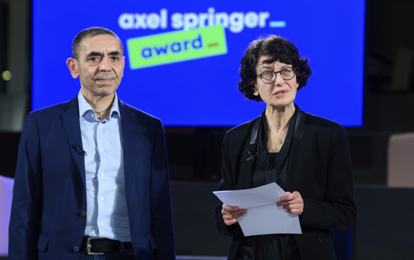 Husband and wife Ugur Sahin and Oezlem Tuereci, founders of BioNTech