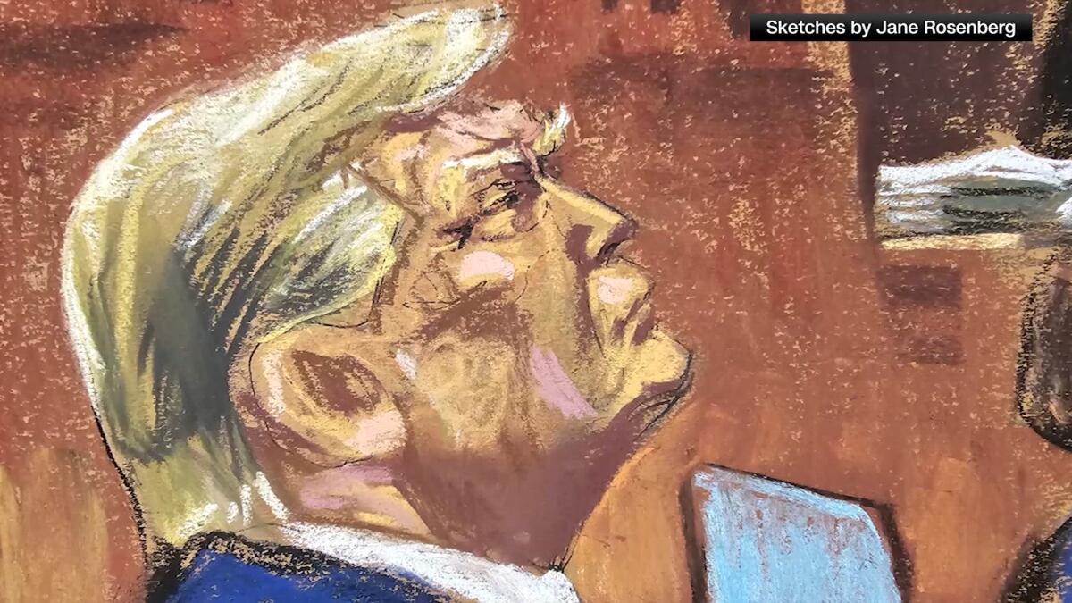 A sketch artist's rendering of Donald Trump
