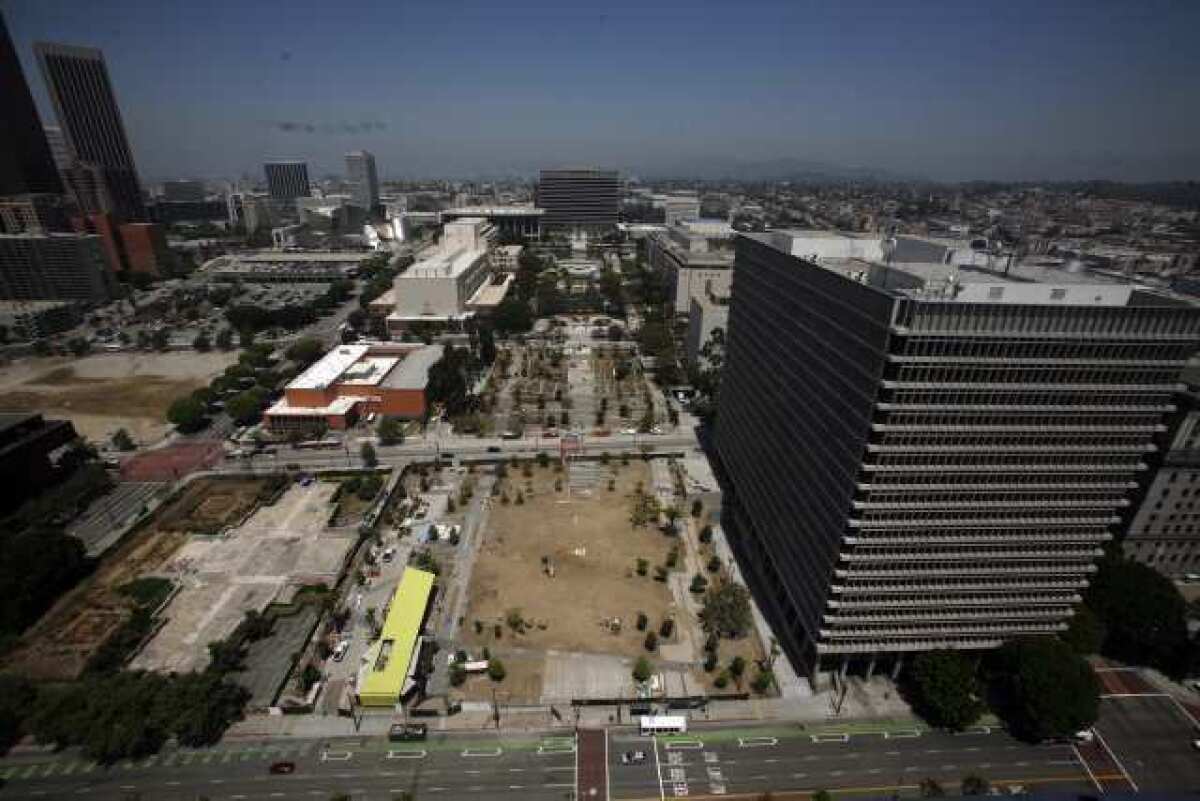 A view of the Grand Park construction site in downtown L.A.
