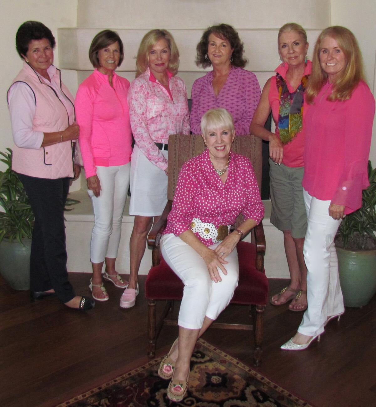 Seated: Play for P.I.N.K. Honorary Chairwoman Sharon Considine; Standing: Women’s Golf Board and Committee Members: (l-r) Pat Newmark, Diane Culp, Michele Homan, Becky Vigil, Janet Christ and Kris Charton.
