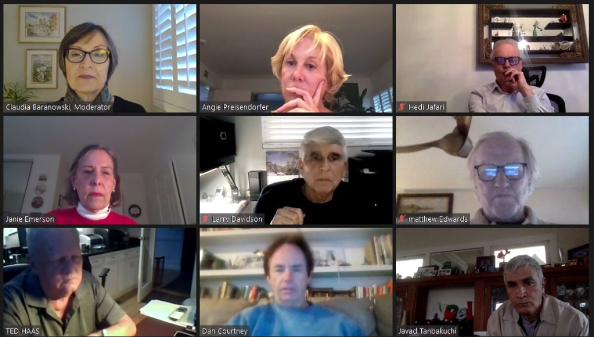 The La Jolla Shores Permit Review Committee during its Dec. 20 meeting online.