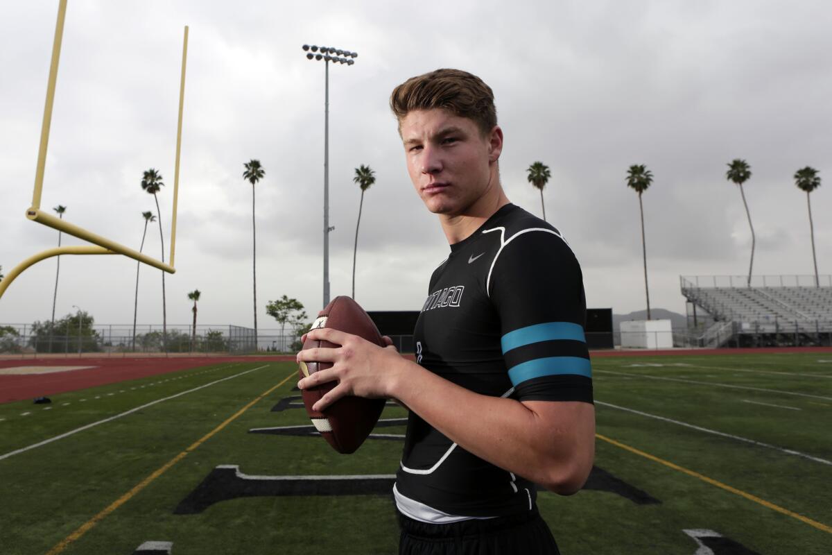 Corona Santiago quarterback Blake Barnett.