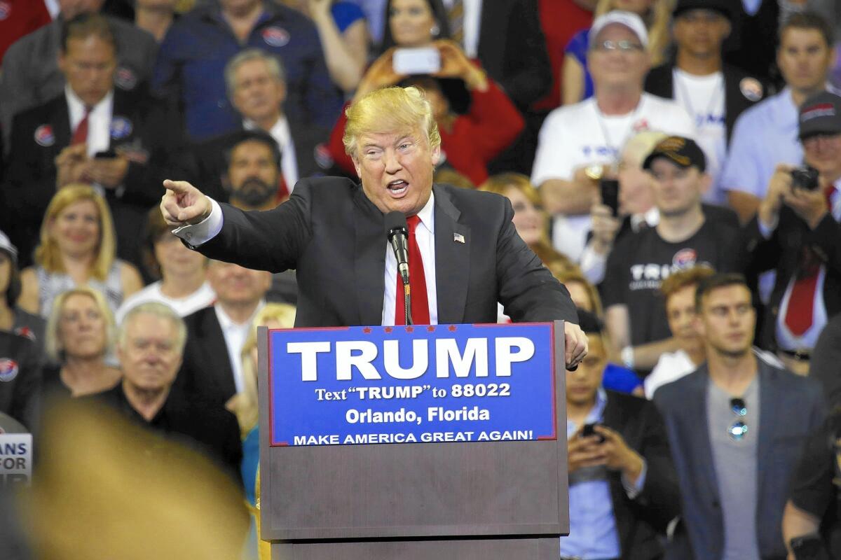 Donald Trump at a rally Friday in Orlando, Fla.