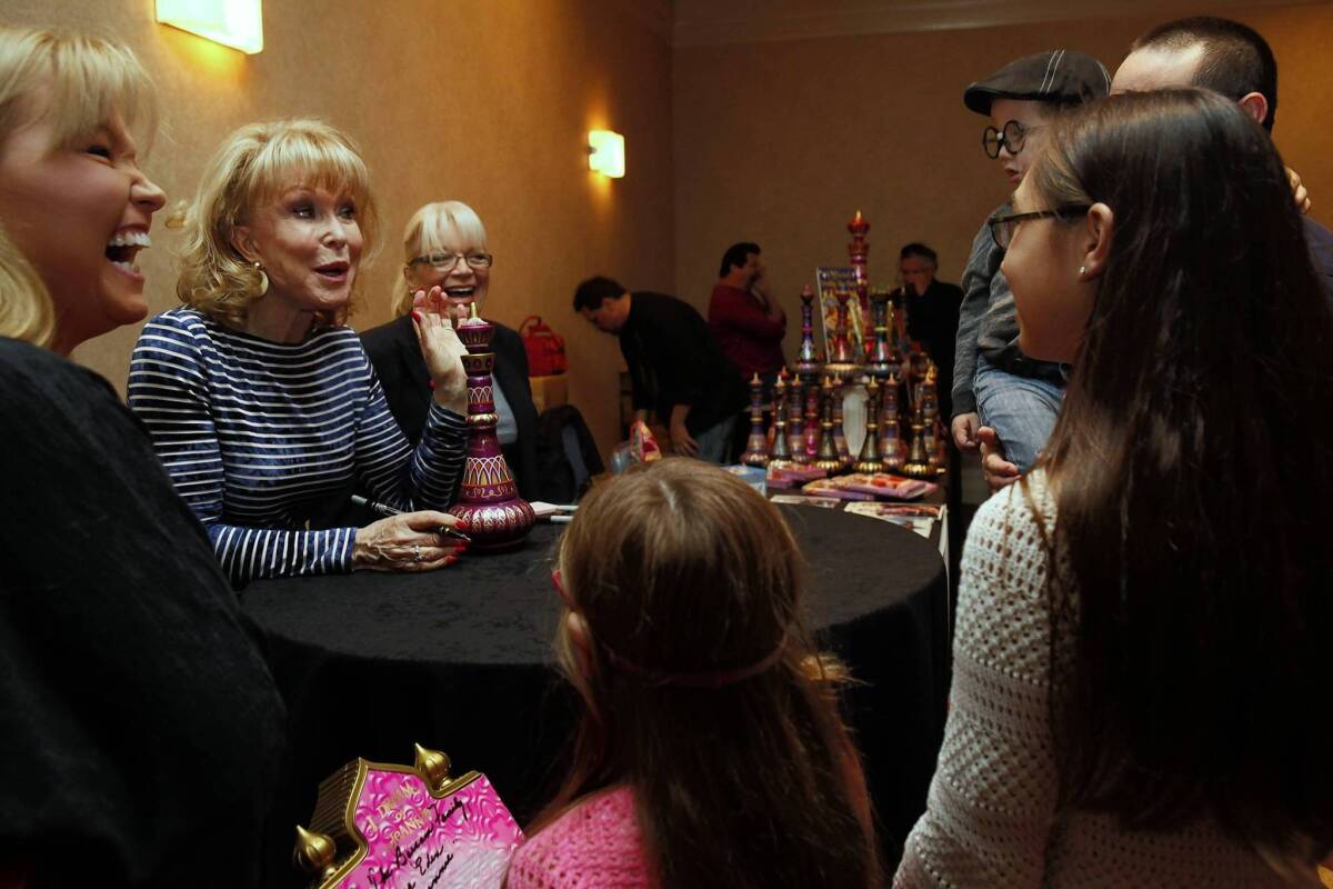 Actress Barbara Eden from "I Dream of Jeannie" not only signs autographs but she tells tales of her Hollywood days at the Loews Hollywood Hotel.