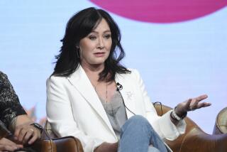 Shannen Doherty participates in Fox's "BH90210" panel at the Television Critics Association Summer Press Tour on Wednesday, Aug. 7, 2019, in Beverly Hills, Calif. (Photo by Chris Pizzello/Invision/AP)