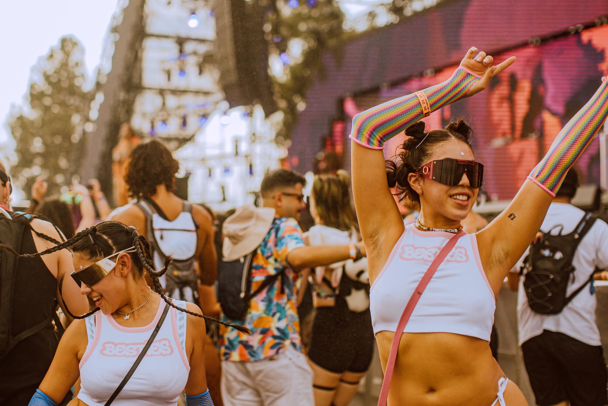 Festival goers dancing.