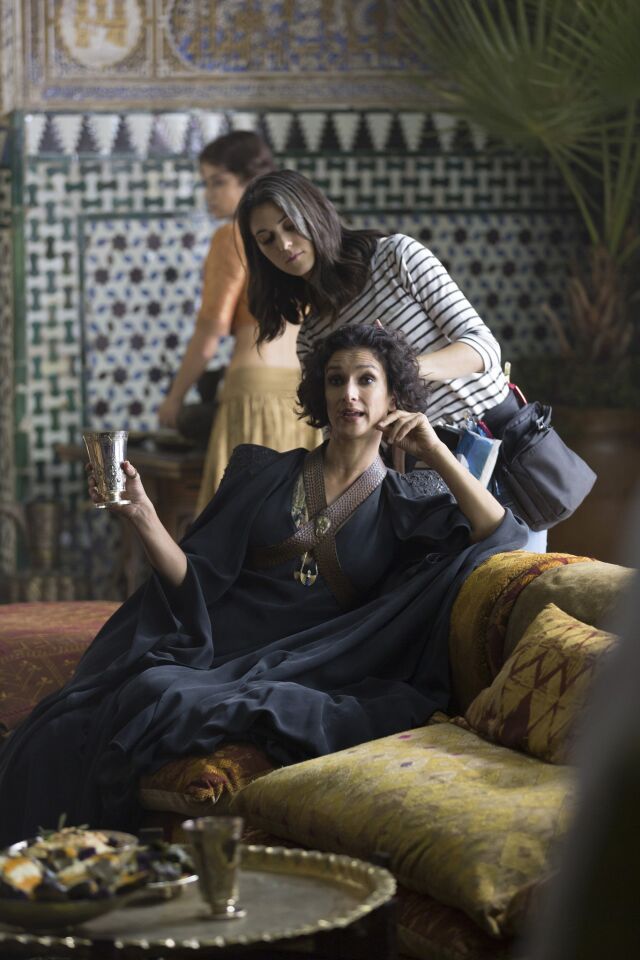 Indira Varma is on the set of "Game of Thrones" at Real Alcazar on Oct. 19, 2014, in Seville, Spain.