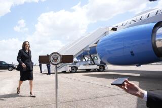 Vice President Kamala Harris walks to deliver remarks at George Bush Intercontinental Airport, Thursday, Aug. 1, 2024, in Houston. (AP Photo/LM Otero)