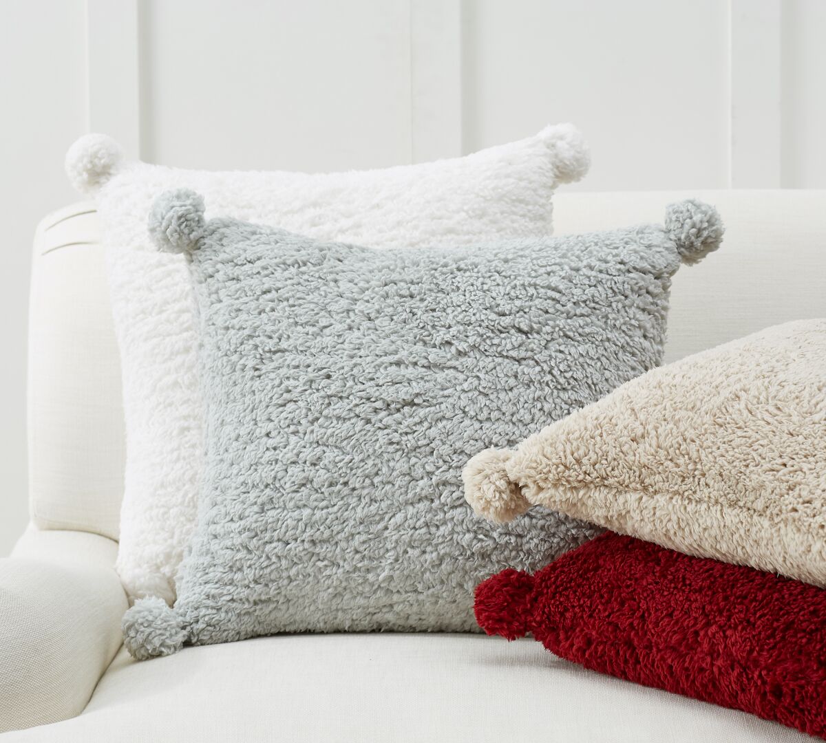 Cozy Pom Pom Sherpa Pillow Covers - Pottery Barn