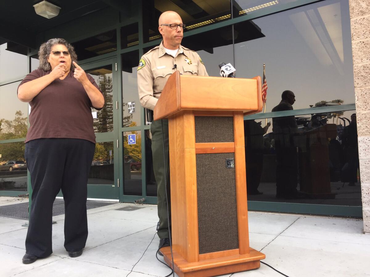 Sonoma County Sheriff Rob Giordano speaks to reporters.