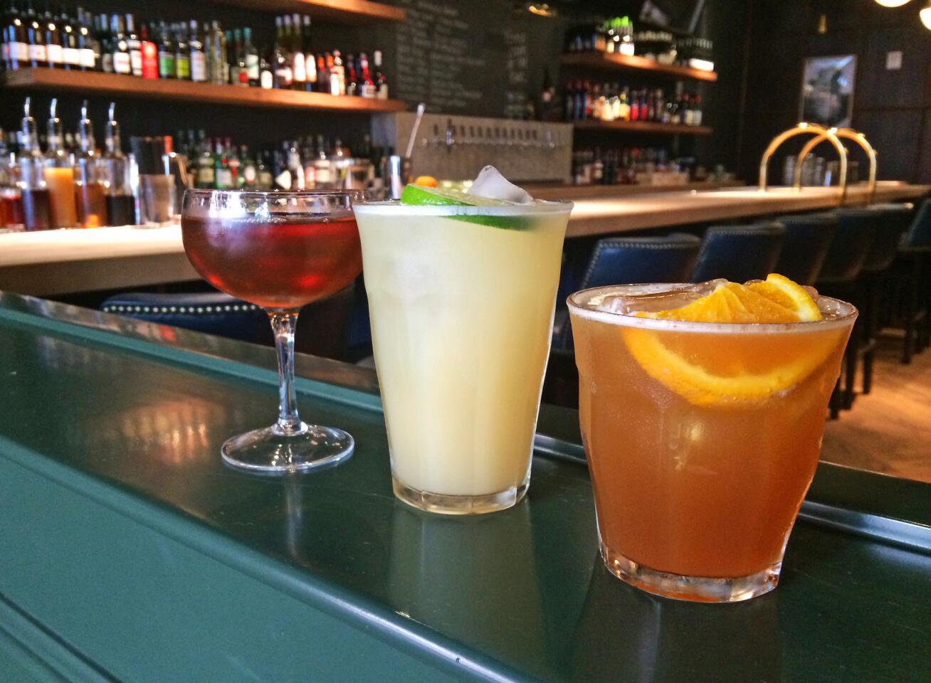 From left, the Phantom Limb, the Accidental Guru and the Bombardier cocktails from Beelman's Pub.