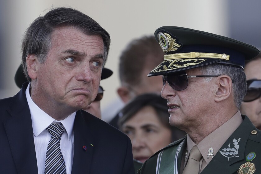 Brazil President Jair Bolsonaro at a military ceremony in Brasilia in 2019.