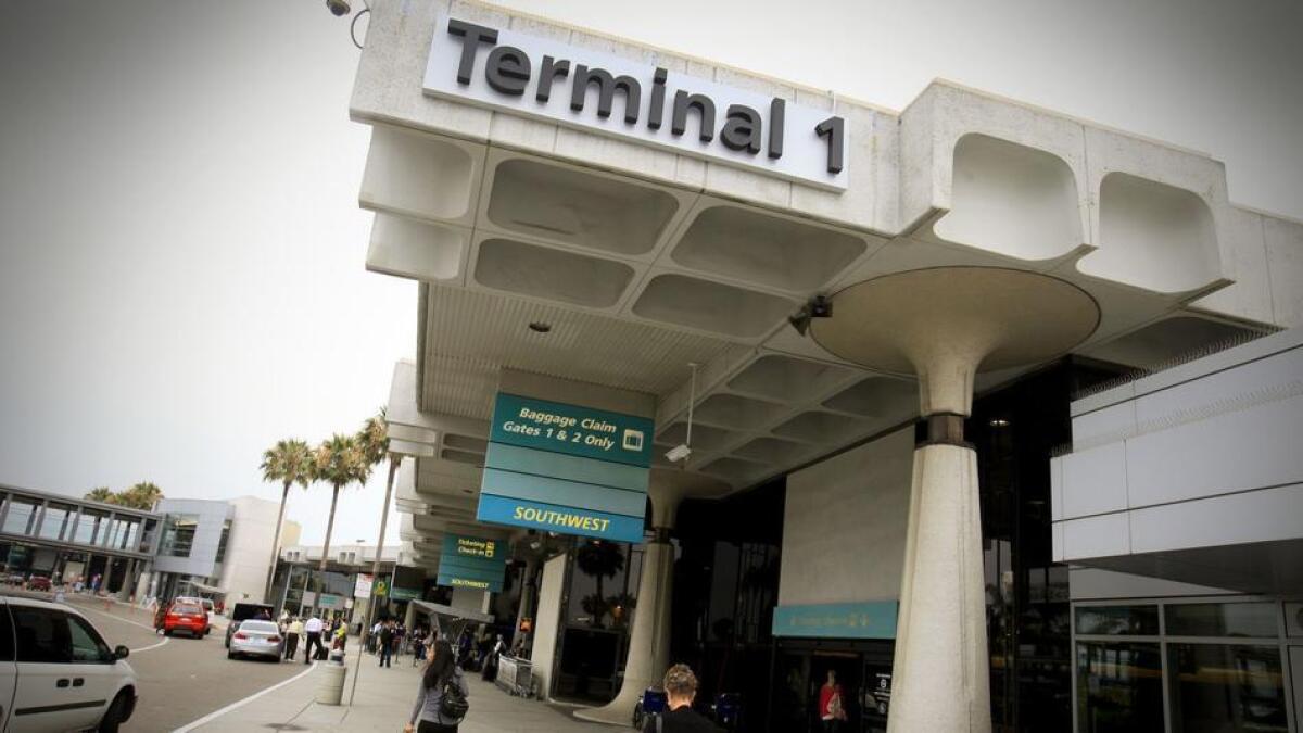 San Diego airport’s Terminal 1 opened in 1967. Renovation plans call for more gates, a 7,500-space parking structure, dual-level roadway in front of the terminal and a new airport entry road Laurel Street and North Harbor Drive, to relieve congestion for those heading westbound to the airport.