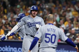 SAN DIEGO, CALIFORNIA - OCTOBER 09: Gavin Lux #9 of the Los Angeles Dodgers celebrates.