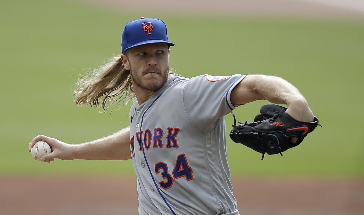 The Angels signed former Mets pitcher Noah Syndergaard on Tuesday. (AP Photo/Ben Margot)