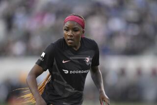 Angel City FC's Messiah Bright (24) plays against Bay FC during an NWSL soccer match.