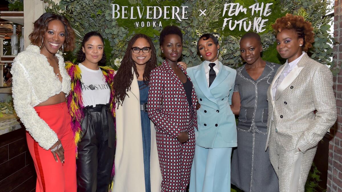 From left: Yvonne Orji, Tessa Thompson, Ava DuVernay, Lupita Nyong'o, Janelle Monáe, Danai Gurira and Dee Rees.