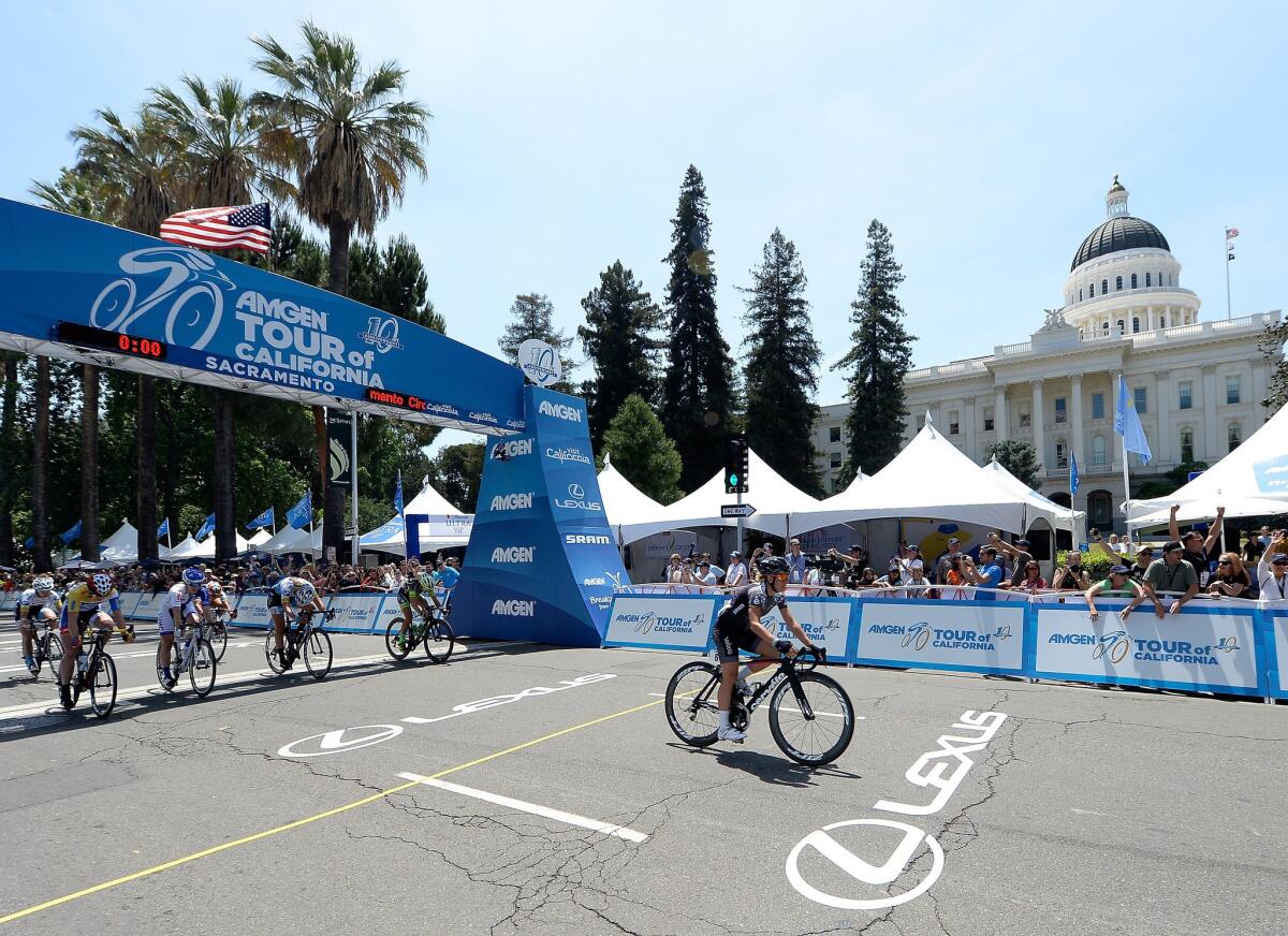 Trixi Worrack finishes fourth in the final stage of the Tour of California to claim the women's overall title on Sunday in Sacramento.