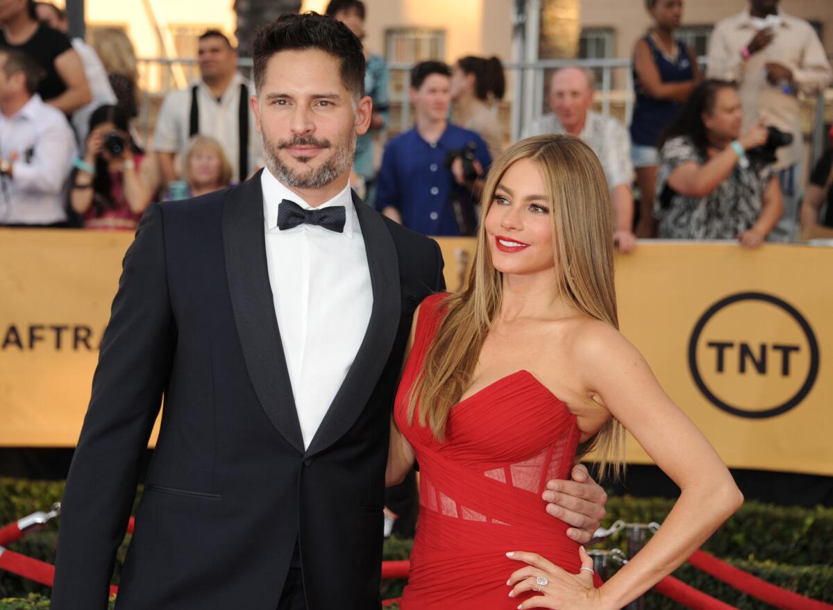 Joe Manganiello, left, and Sofía Vergara arrives at the 21st Screen Actors Guild Awards at the Shrine Auditorium on Jan. 25, 2015, in Los Angeles.