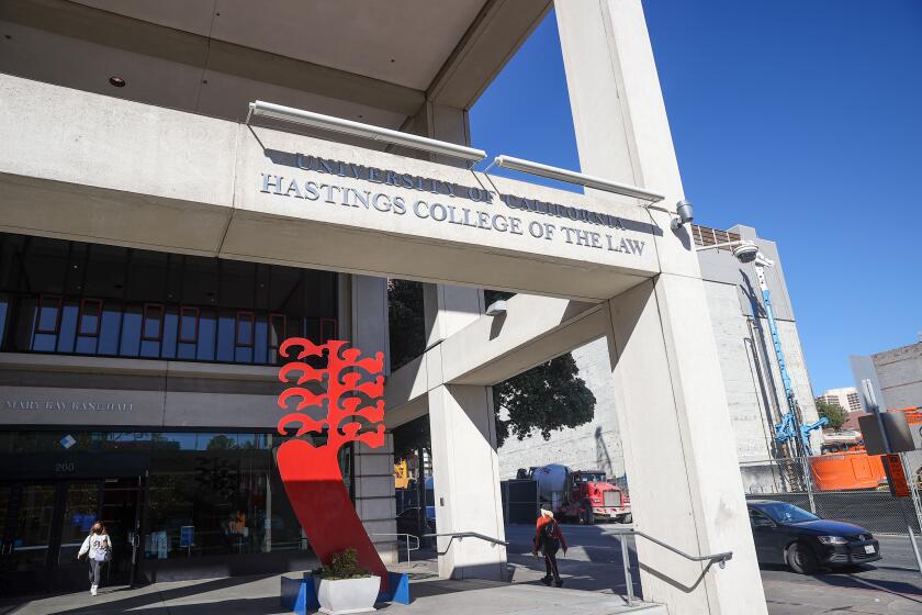 SAN FRANCISCO, CA - OCTOBER 27: UC Hastings College of the Law building is seen in San Francisco, California, United States on October 27, 2021. Serranus Hastings, founder of the University of California, Hastings College of the Law, initiated the massacre of Native Americans in Round Valley, California more than 150 years ago. (Photo by Tayfun Coskun/Anadolu Agency via Getty Images)