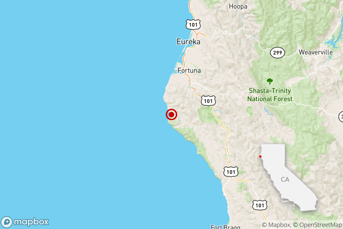 A map shows the location of an earthquake in California.