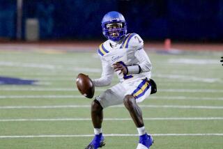 Quarterback Deonce' Lewis of Crenshaw ran for a touchdown and passed for two touchdowns 