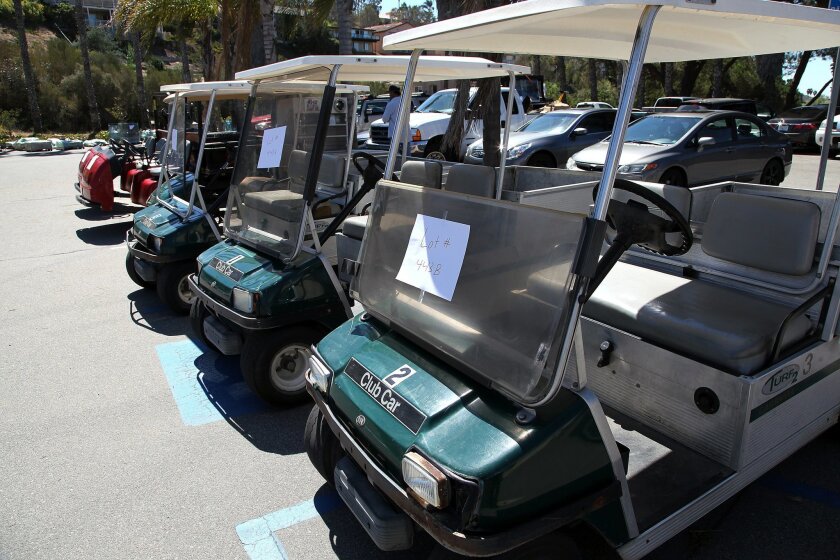 Golf carts are not allowed on San Diego County courses unless for ADA reasons.
