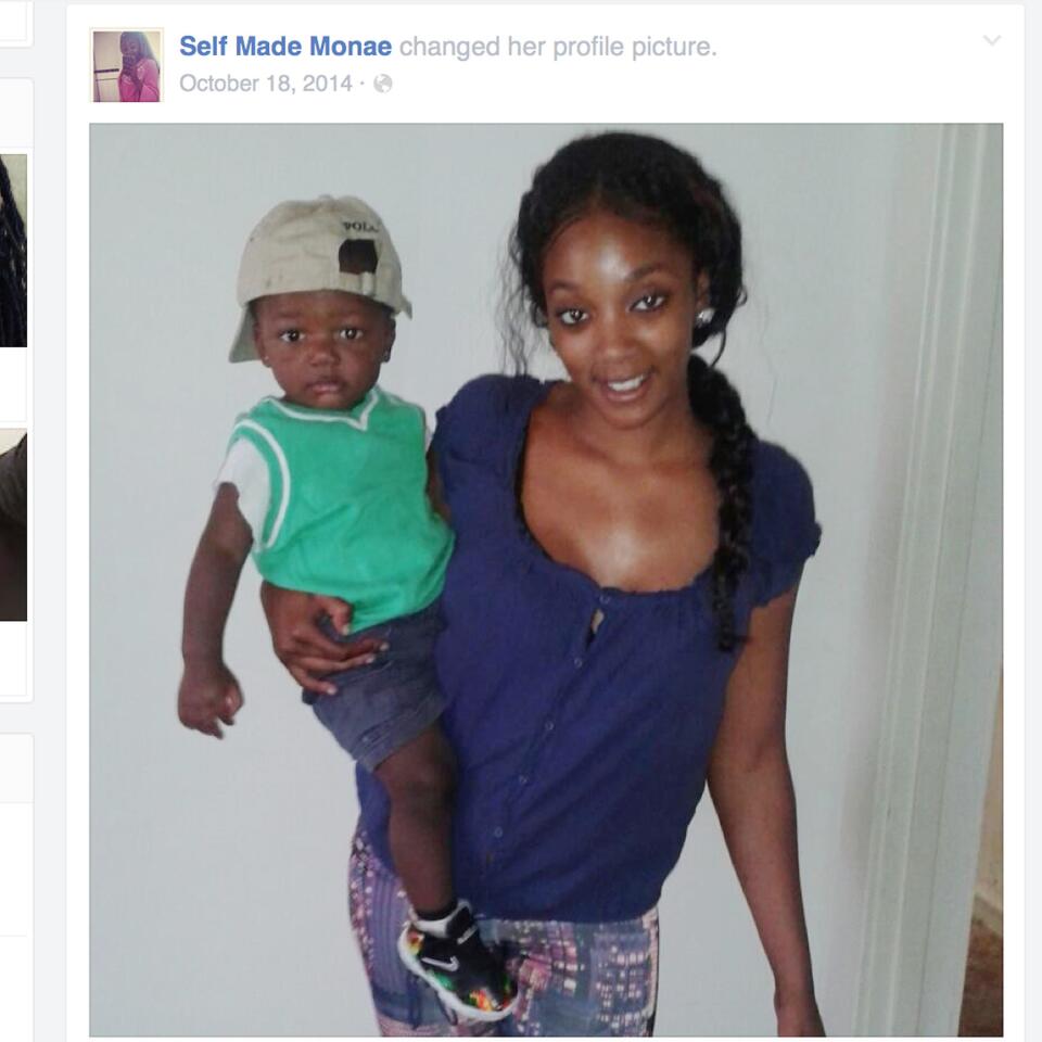 Johnesha Monae Perry, seen here in a Facebook social media picture with her son, is charged with attempted murder after police say she pushed him from the railing of the Hamilton Street Bridge Sunday.