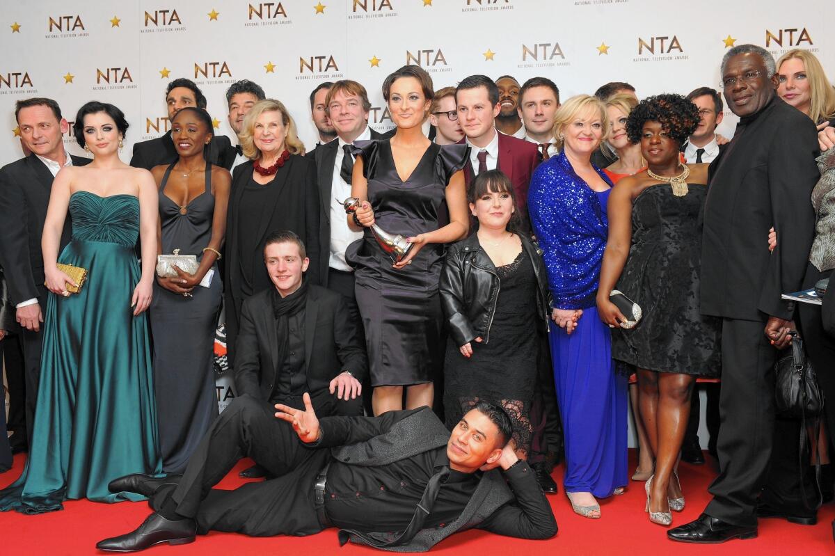 The cast of "EastEnders" after winning the Serial Drama award at the National Television Awards on Jan. 21 in London.