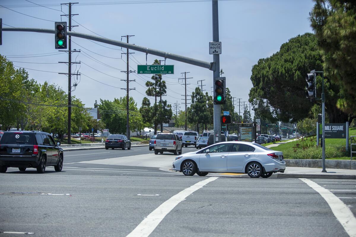 The intersection of Euclid St. and Warner Ave. near Mile Square park is the site of a fatal accident