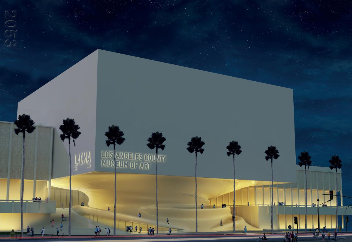 A rendering of an architectural proposal for a new Los Angeles County Museum of Art by Kaya Design, a studio with offices in London, Istanbul and Cyprus, led by Saffet Kayak Bekiroglu.
