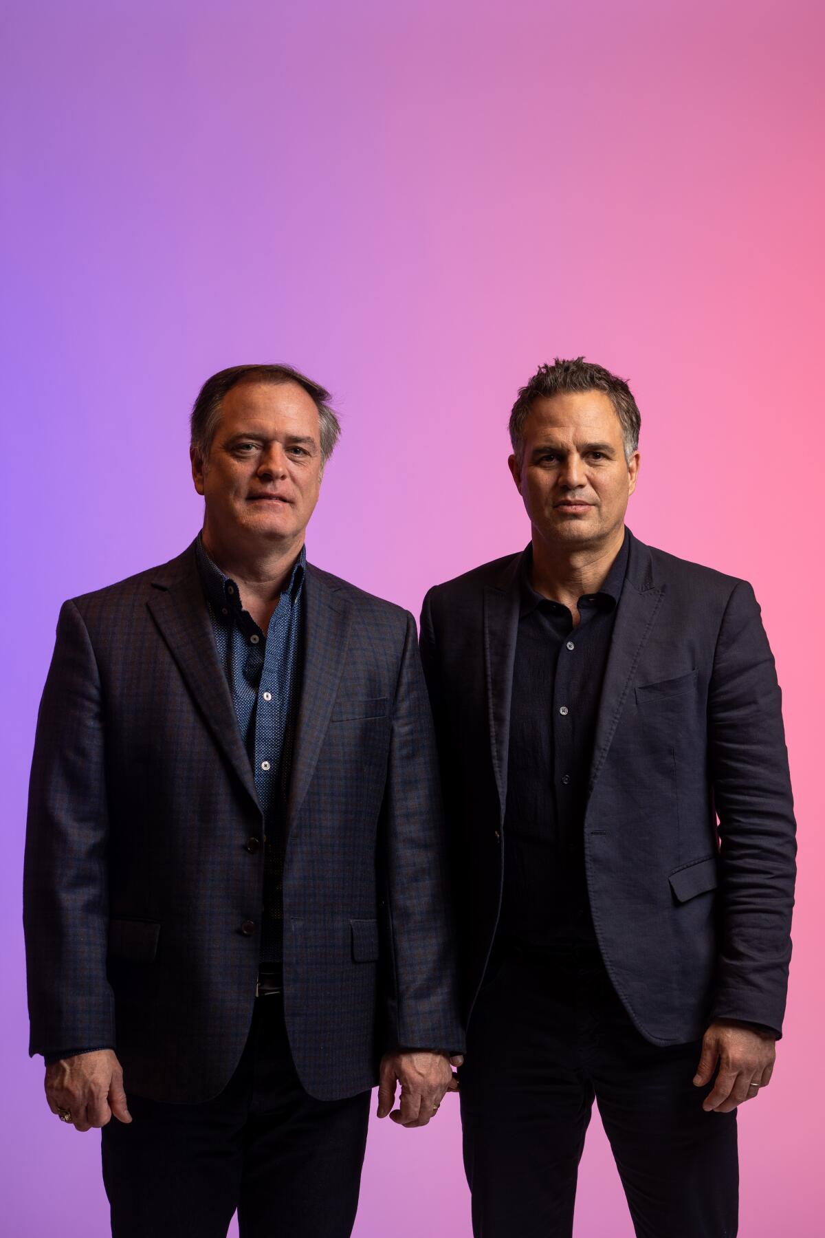 Rob Bilott, left, with Mark Ruffalo, who plays him in "Dark Waters."