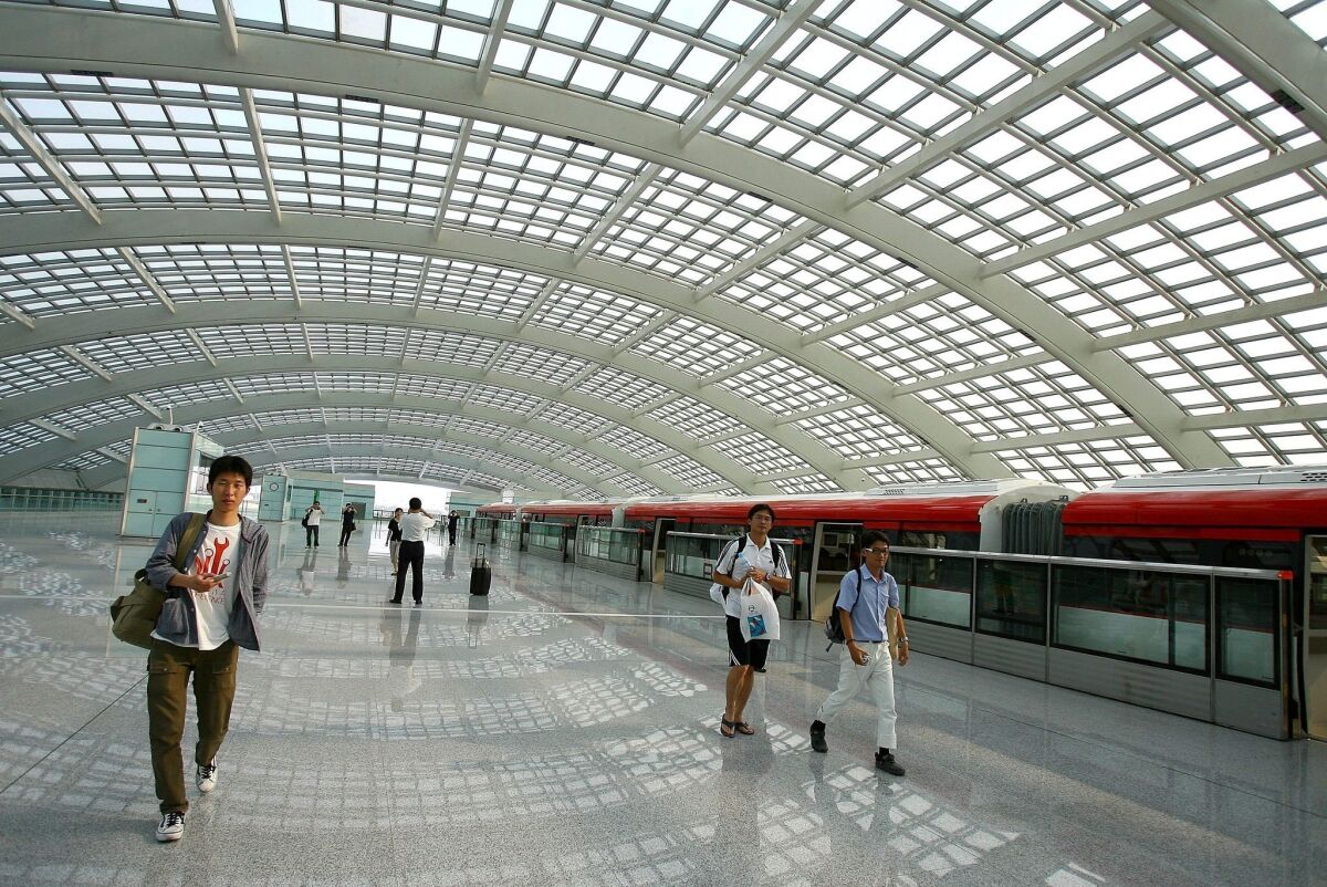 About 80% of the 7,641 EB-5 visas issued in the last fiscal year went to Chinese investors and their immediate families, according to the U.S. Citizenship and Immigration Services agency, which oversees the program. Above, the platform of a rail line that had just been opened at Beijing Capital International Airport.