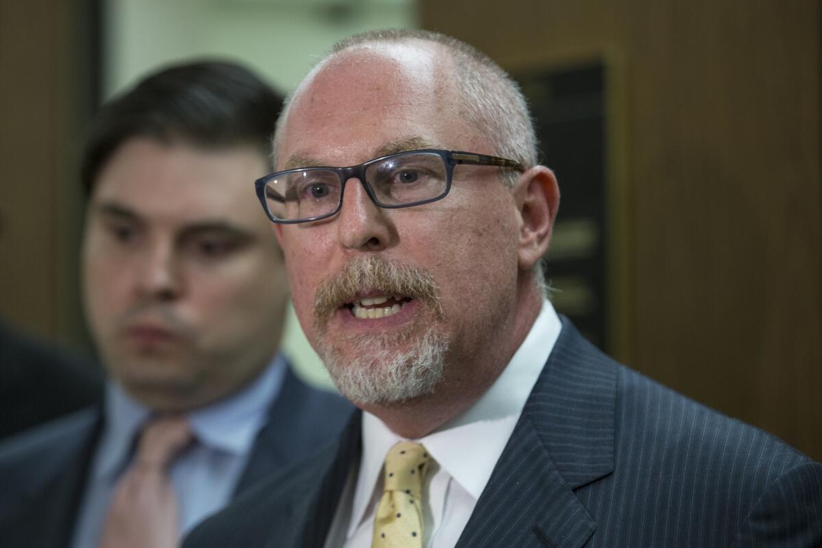 Attorney Jeffrey Ehrlich, right, said his client's wrongful conviction was based on speculation by criminal profiler Mark Safarik. (Irfan Khan / Los Angeles Times)