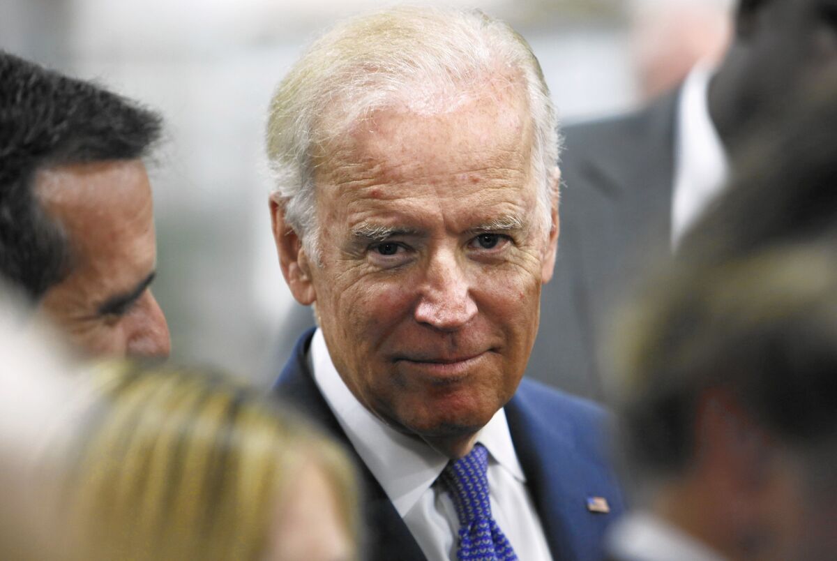 Vice President Joe Biden tours Bobrick Washroom Equipment Inc. in North Hollywood, where he spoke in favor of a national increase in the minimum wage.