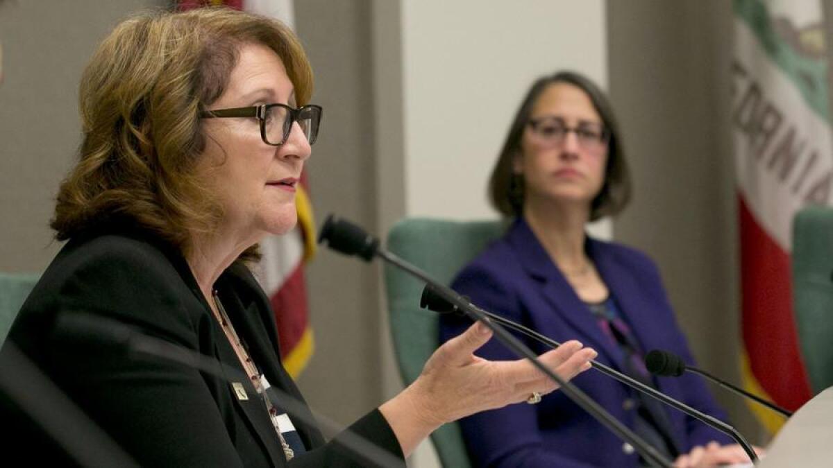 Assemblywoman Eloise Gomez Reyes (D-Grand Terrace), left, and Assemblywoman Laura Friedman (D-Glendale).